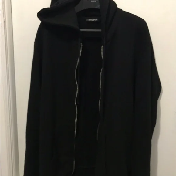 BALMAIN Black Classic Zip-Up Hoodie - Picture 2 of 8